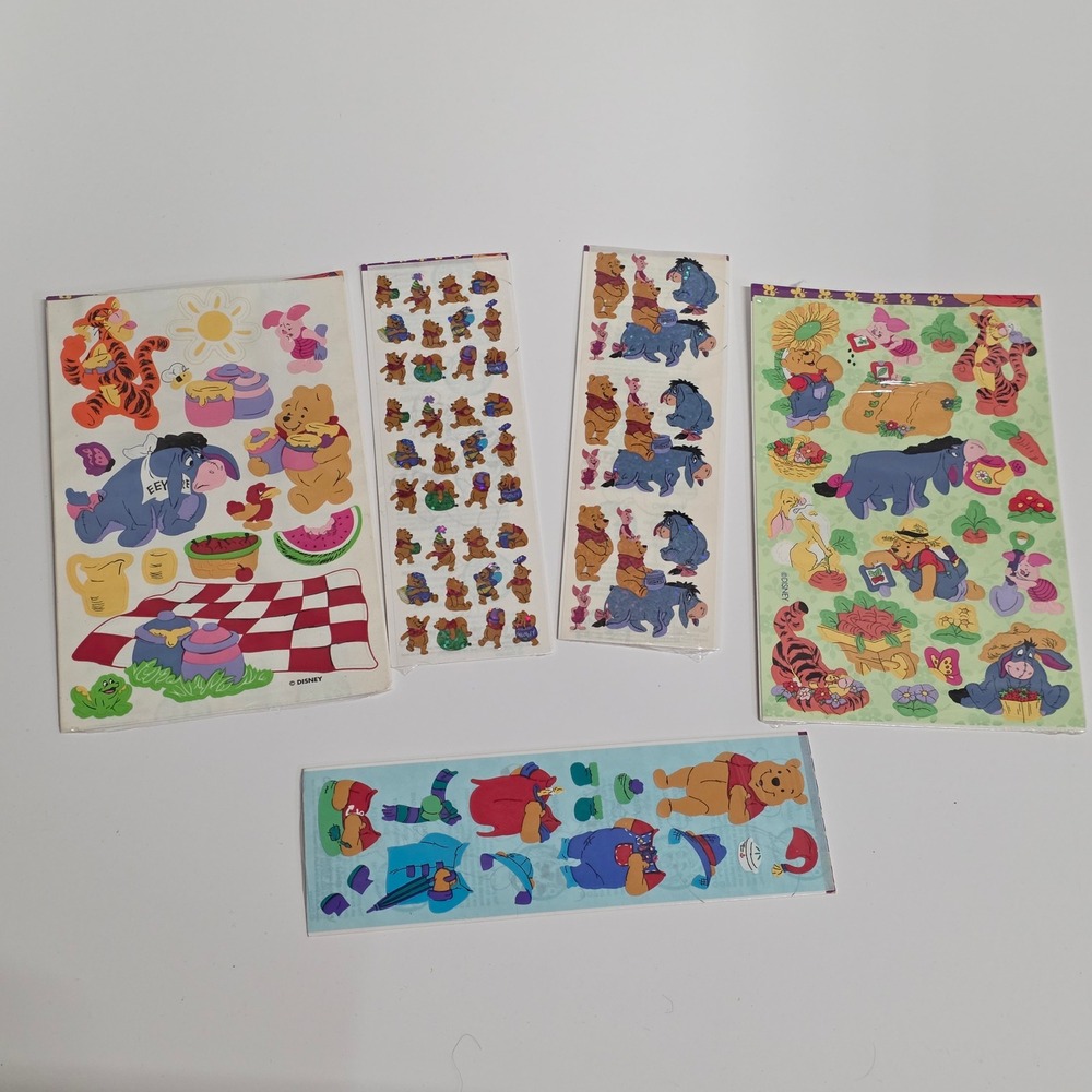 Vtg sandylion prismatic Disney Winnie the Pooh Stickers Lot  Holographic Picnic